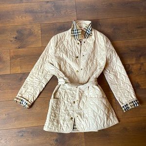 Burberry Women’s Quilted Jacket with Tie-Belt, size XS